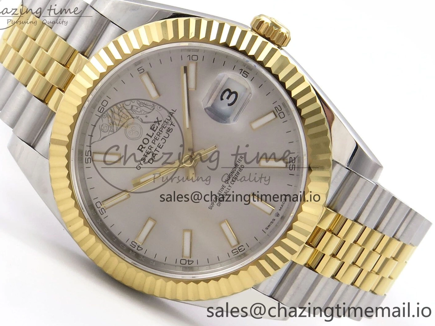 Silver 126333 Best DateJust 41 Edition A3235 SS Stick on YG EWEF Dial Jubilee Bracelet 0118